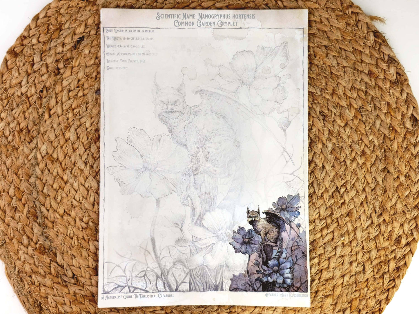 Dark Academia Notepaper Set | Vintage Gryphon Art | A Naturalist's Guide to Fantastical Creatures | Complete Writing Kit