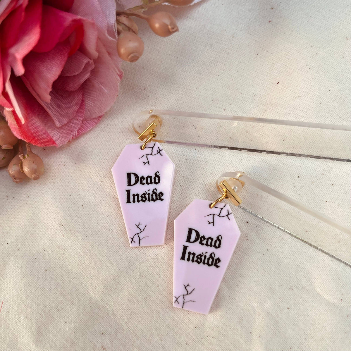 Dead Inside Spooky Earrings Halloween Goth