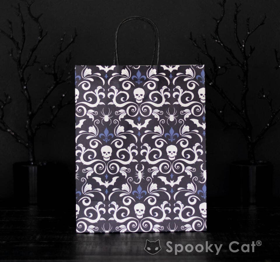 Gothic Skull Damask Paper Gift Bag