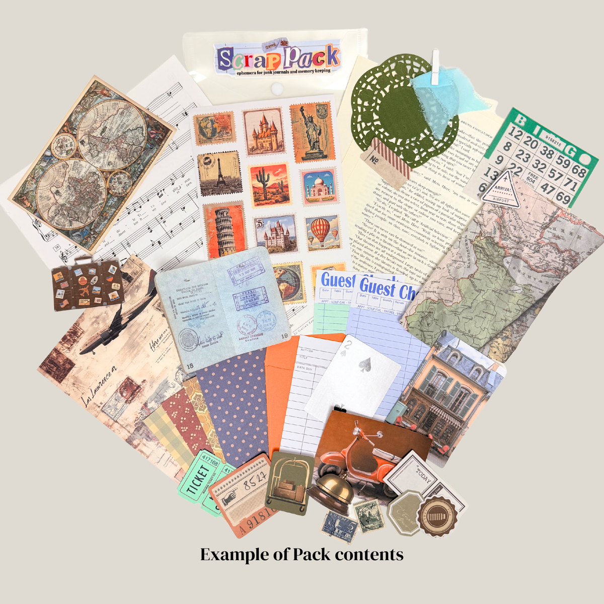 Junk Journal Scrap Pack | Travel Ephemera