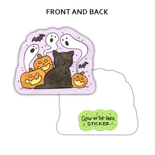 Spooky Black Cat Sticker (Glow-in-the-dark)