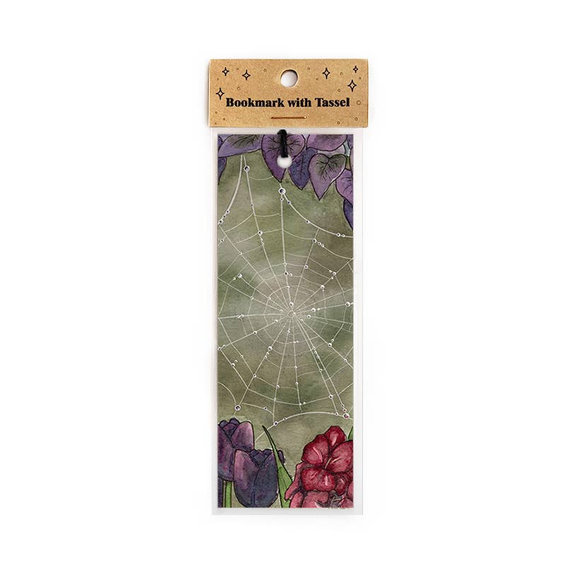 Spiderweb Droplets Bookmark with Black Tassel