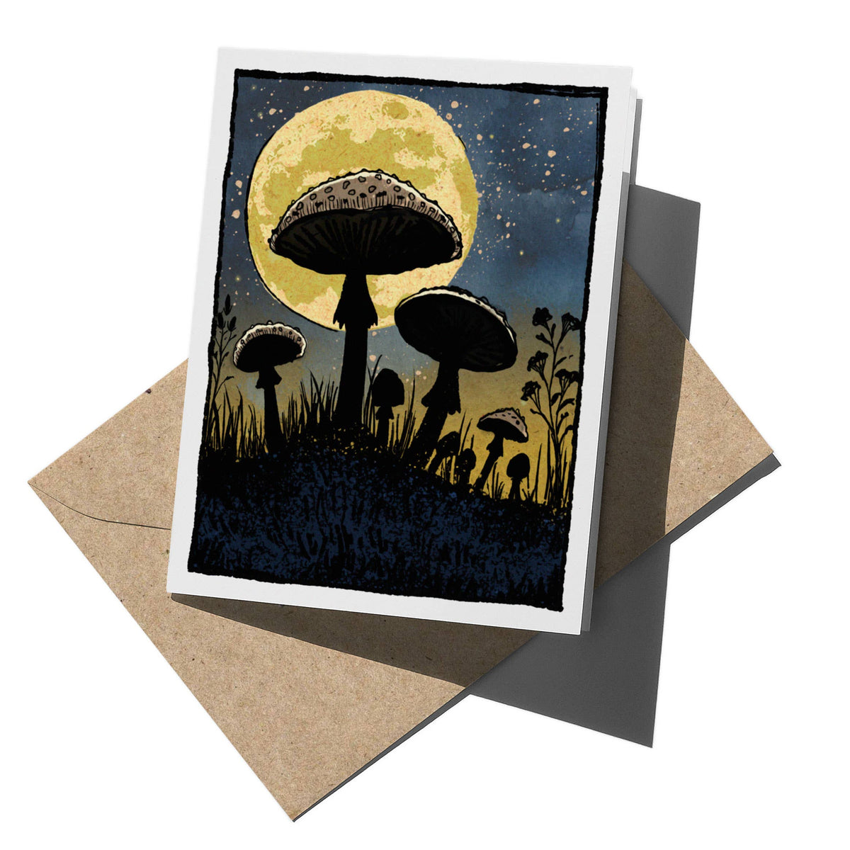 Destroying Angel Mushroom Notecard – Woodland Illustration