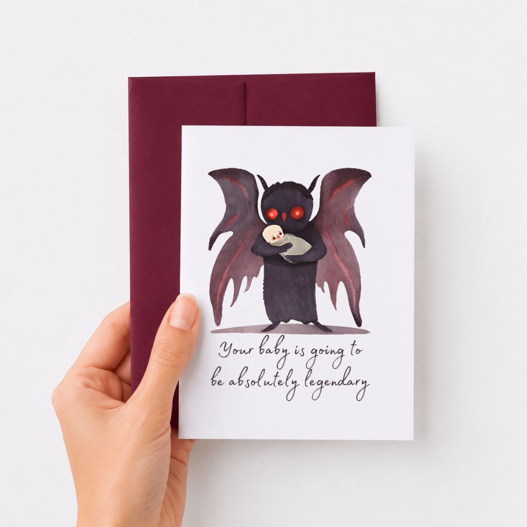  Mothman Baby Shower Pregnancy Congratulations Card