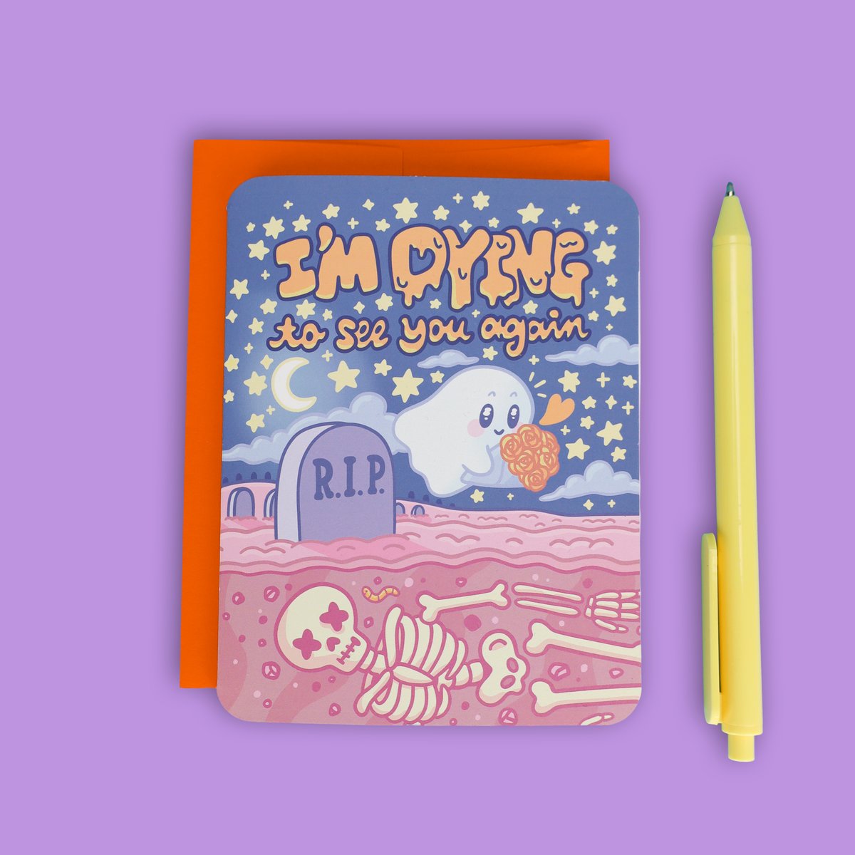 Dying to See You Snow Ghost Halloween Card