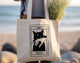 Tarot Death Black Cat Cute Funny Witchy Tote Bag
