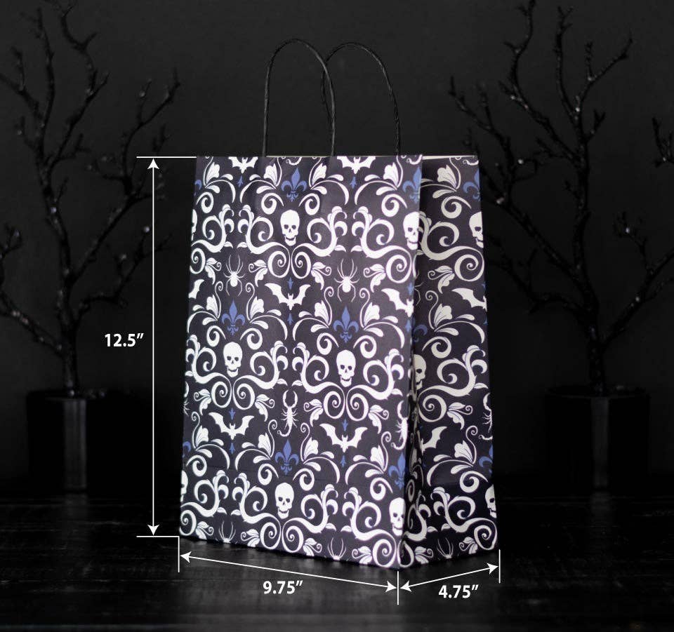Gothic Skull Damask Paper Gift Bag