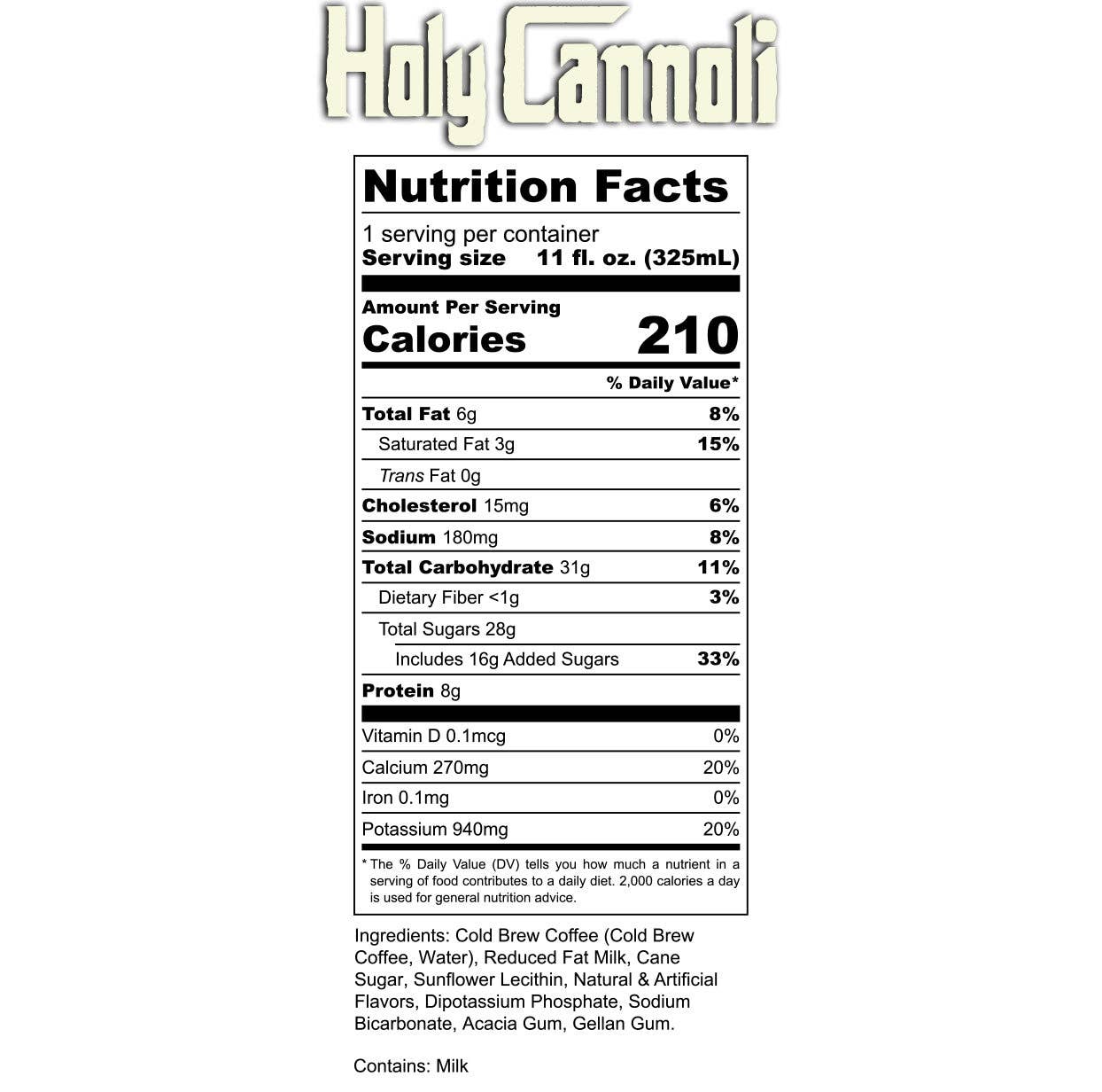 Holy Cannoli Cold Brew Latte | 12-Pack