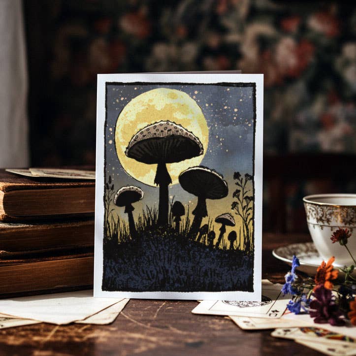 Destroying Angel Mushroom Notecard – Woodland Illustration