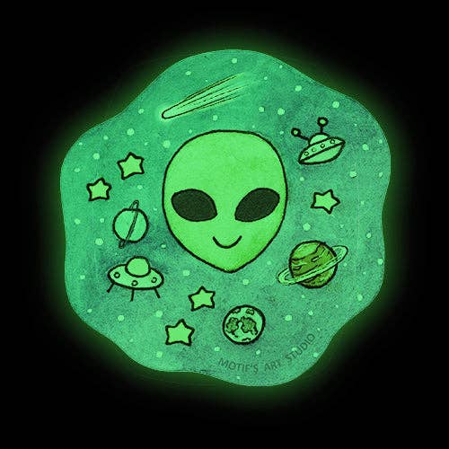 Space Alien Sticker (Glow-in-the-dark)