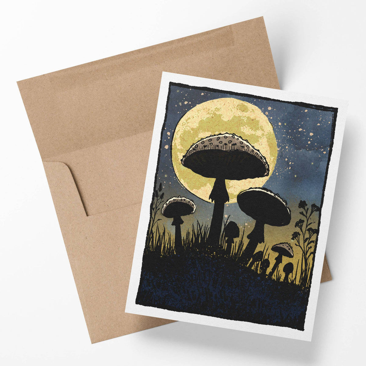 Destroying Angel Mushroom Notecard – Woodland Illustration