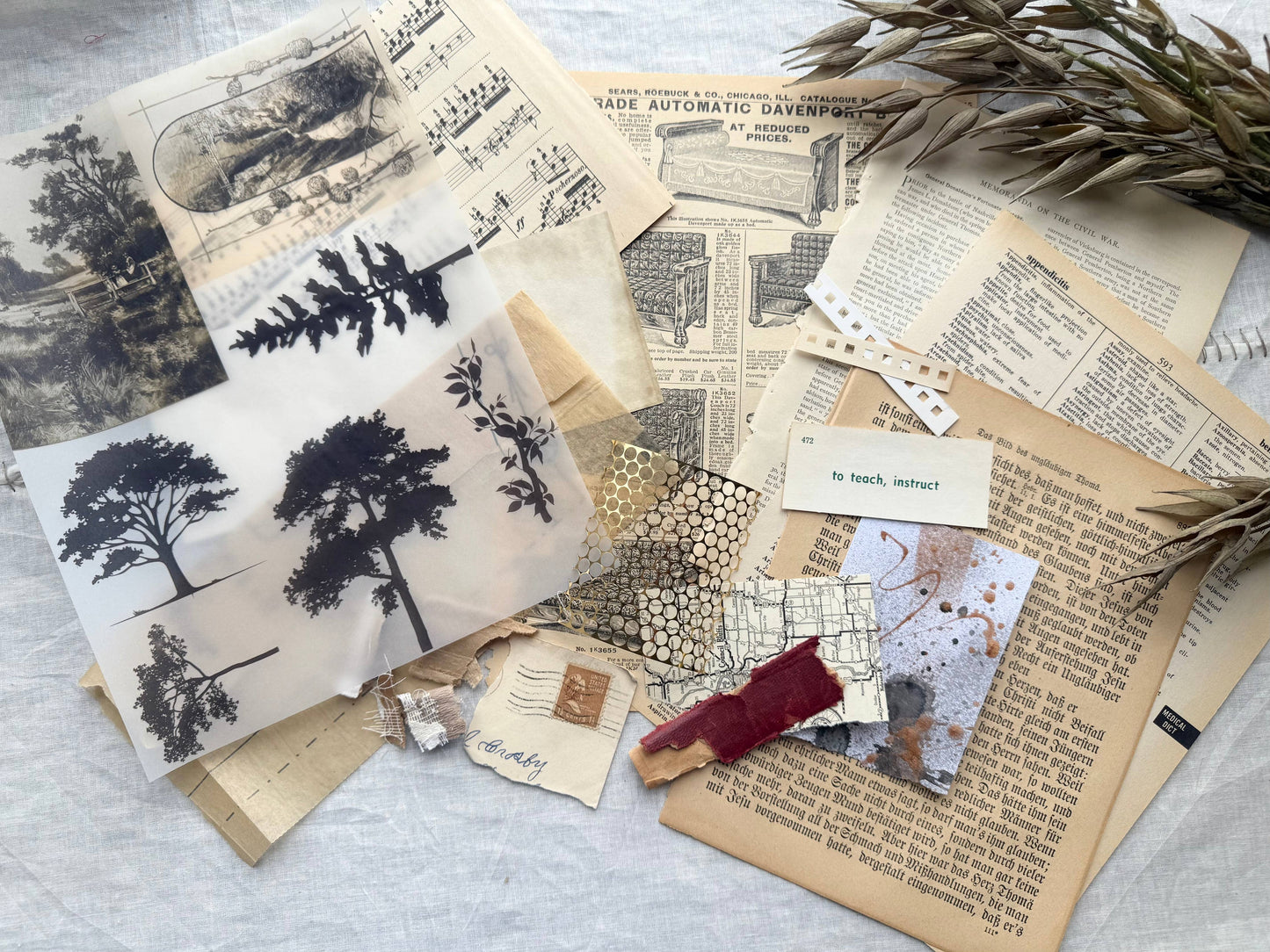 Collage Kit, Mixed Media Art Kits, Trees