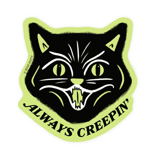 Always Creepin' Glow In The Dark Creepy Cat Sticker