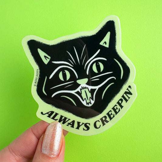 Always Creepin' Glow In The Dark Creepy Cat Sticker