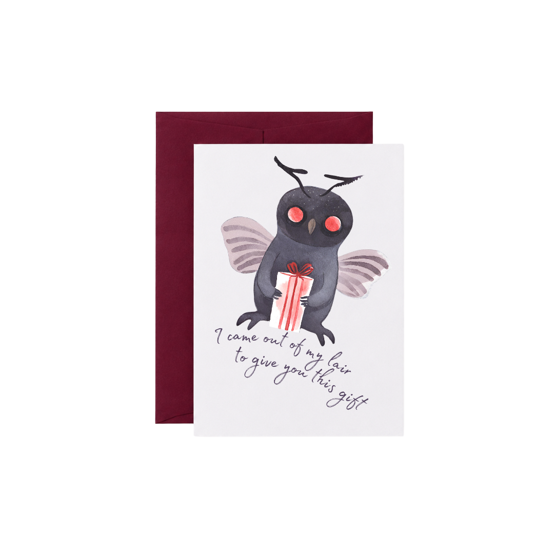 Cute Mothman Introvert Birthday Card 