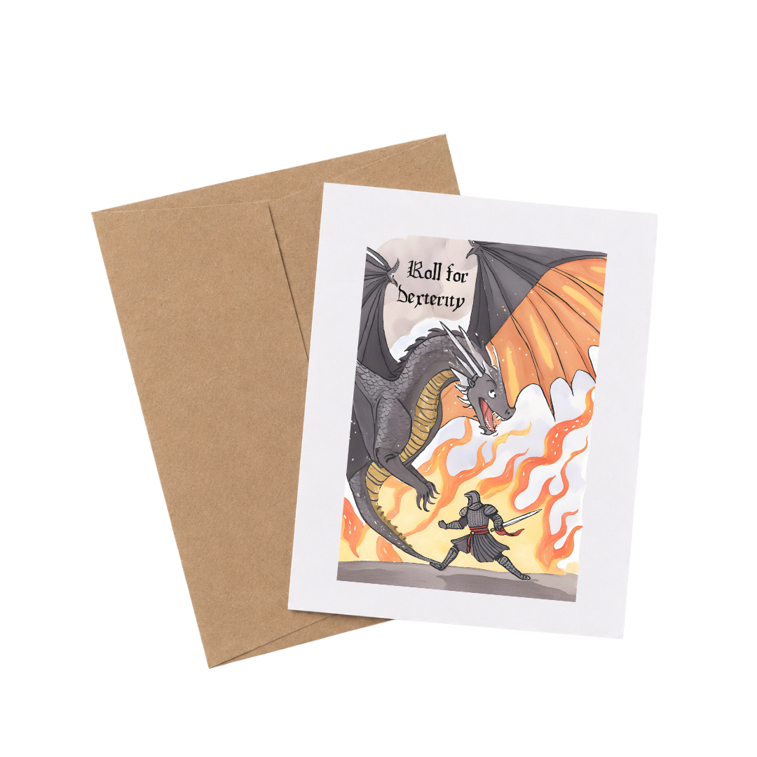 Medieval Knight And Dragon Encouragement Card 