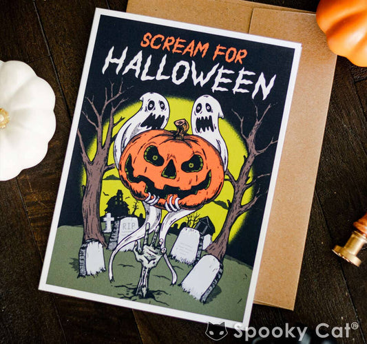 Ghostly Scream Halloween Card