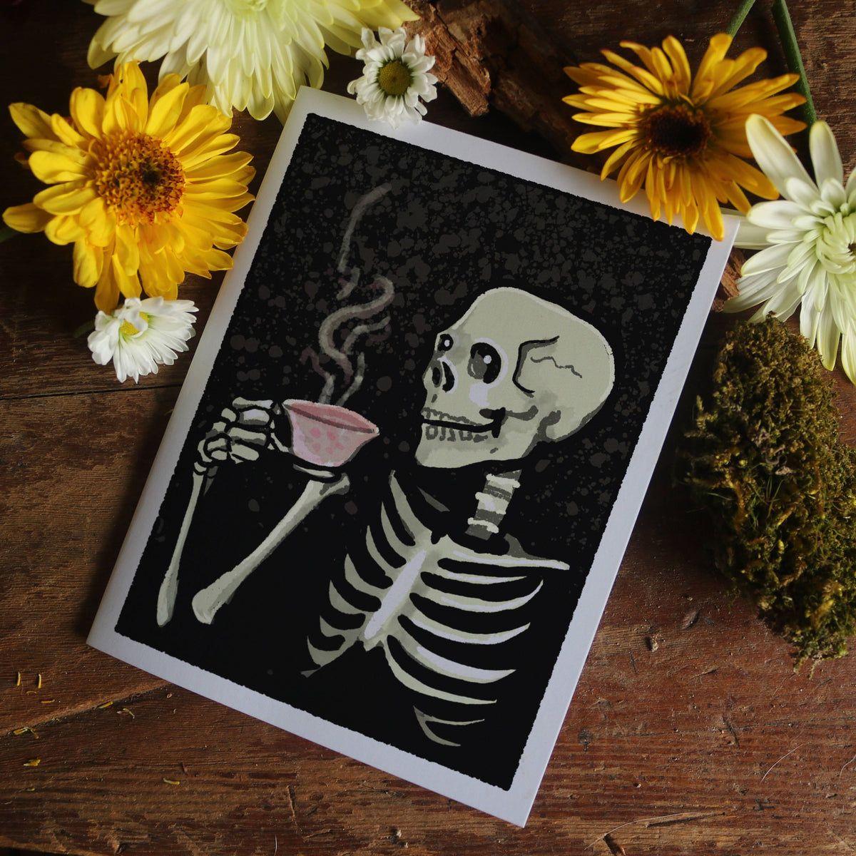 Skeleton Tea Party - Blank Halloween Notecards