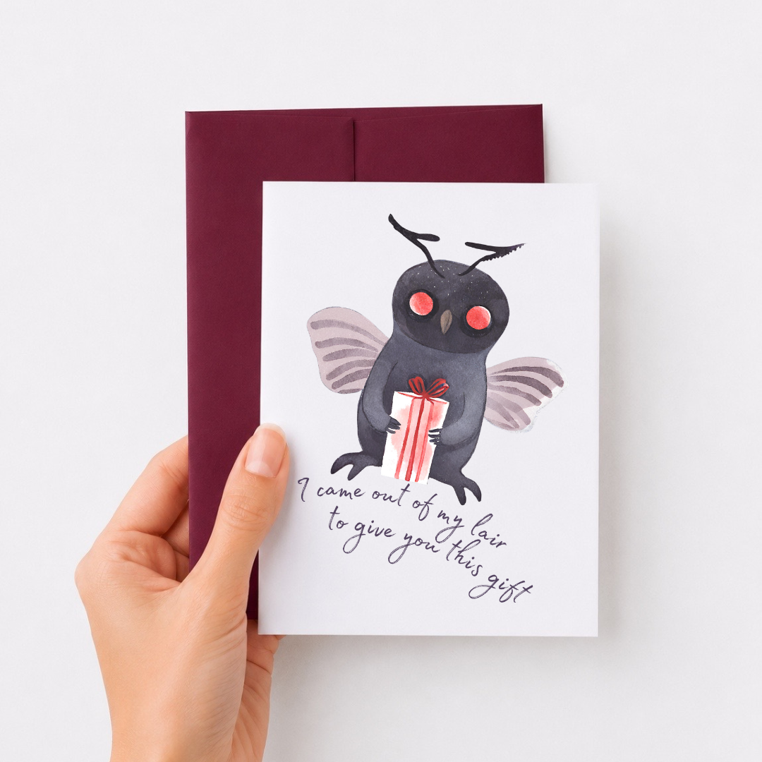 Cute Mothman Introvert Birthday Card 