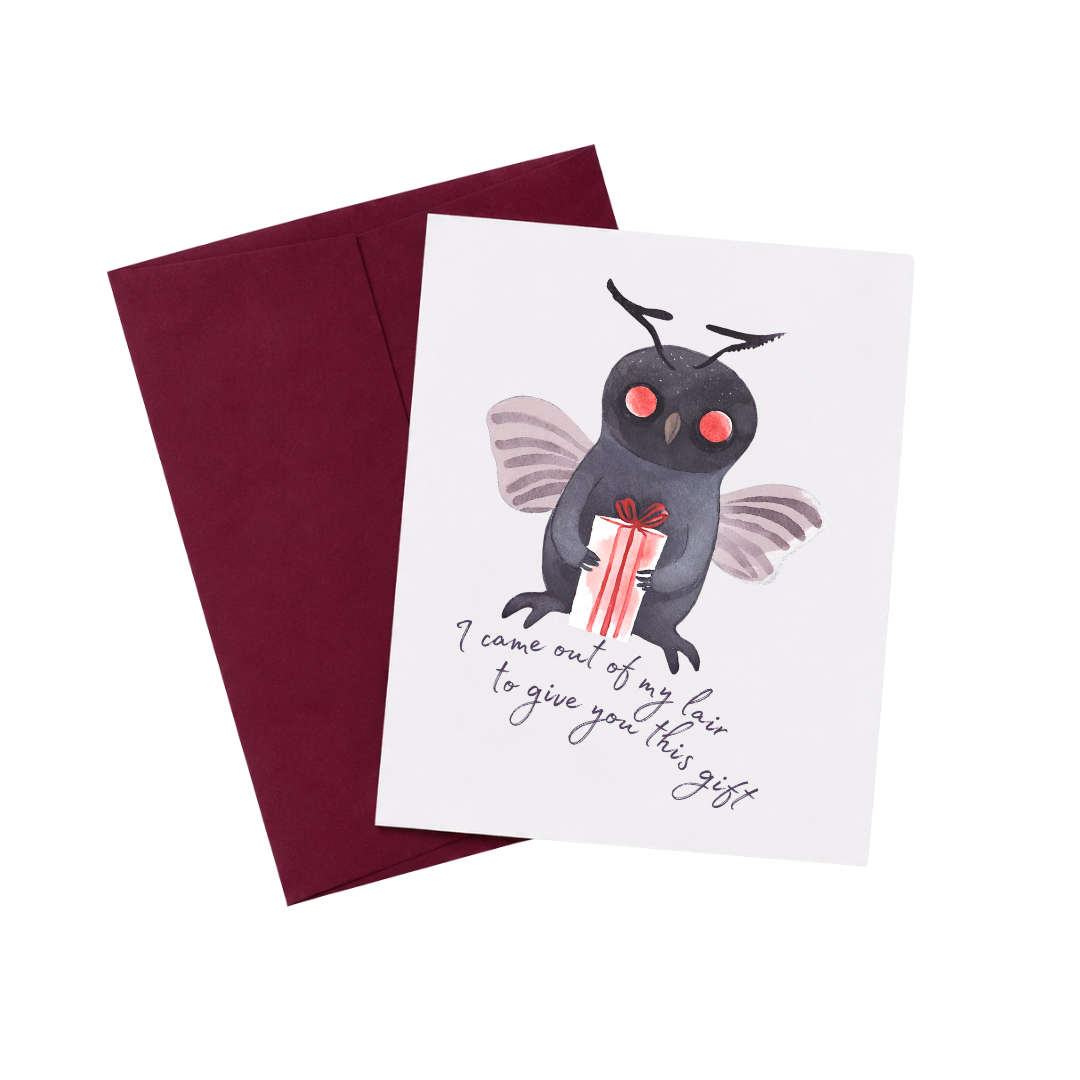 Cute Mothman Introvert Birthday Card 