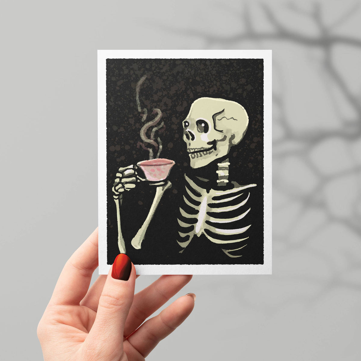 Skeleton Tea Party - Blank Halloween Notecards