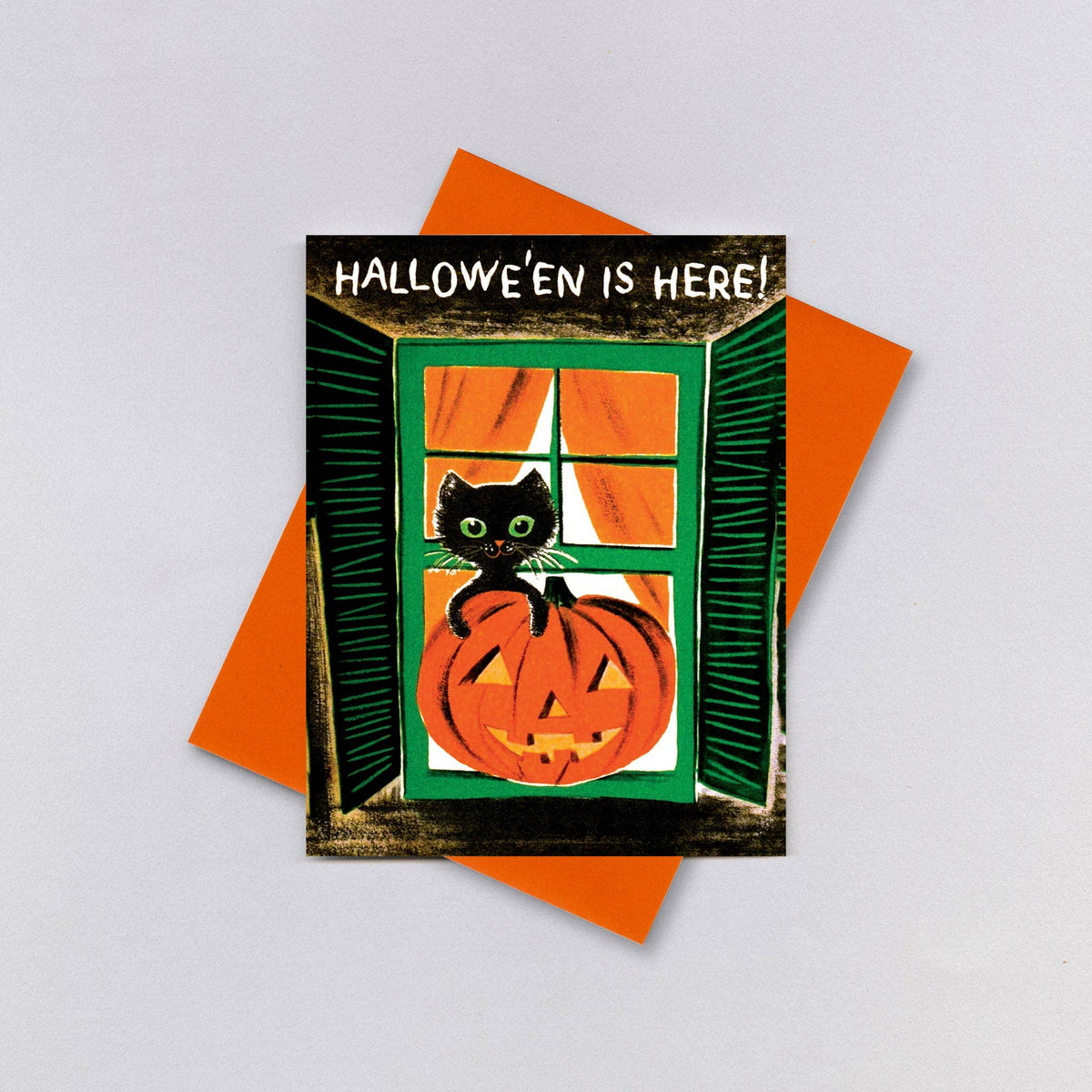 Cat in a Window - Halloween Greeting Card