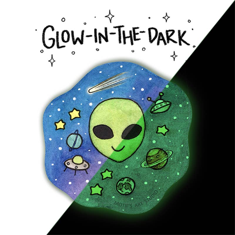 Space Alien Sticker (Glow-in-the-dark)