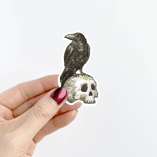 Raven with Skull Sticker