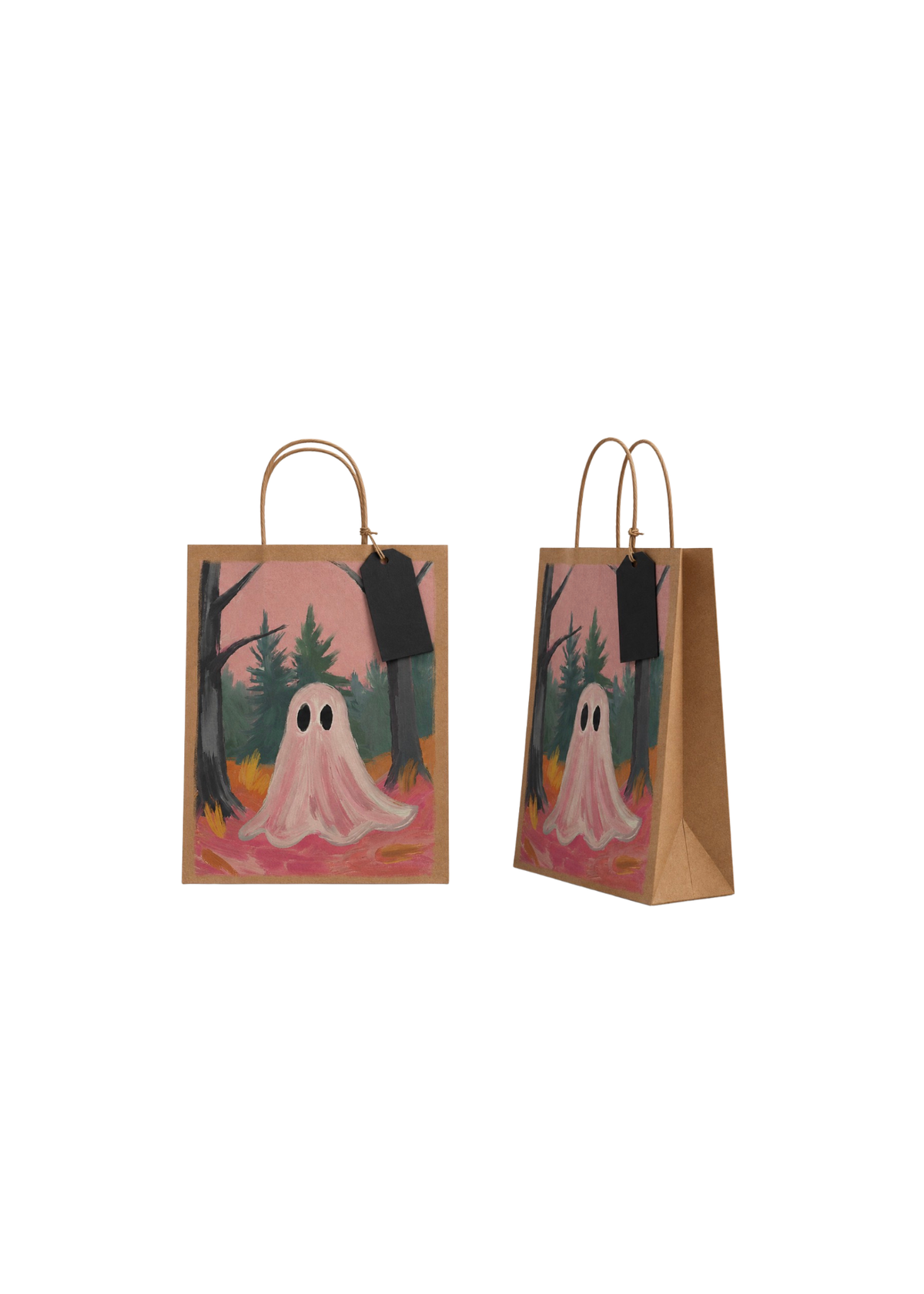 Pink Forest Ghost Halloween Gift Bag