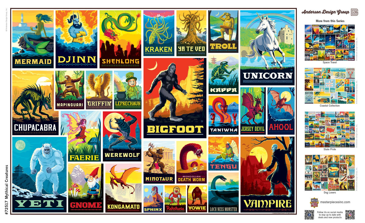 Vintage Posters - Mythical Creatures 1000 Piece Jigsaw Puzzle