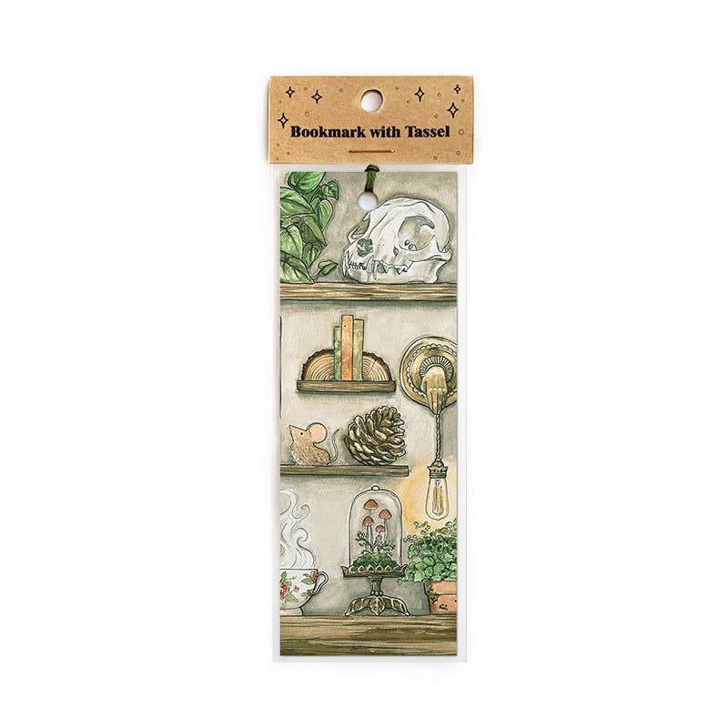 Wall of Oddities Bookmark with Olive Green Tassel