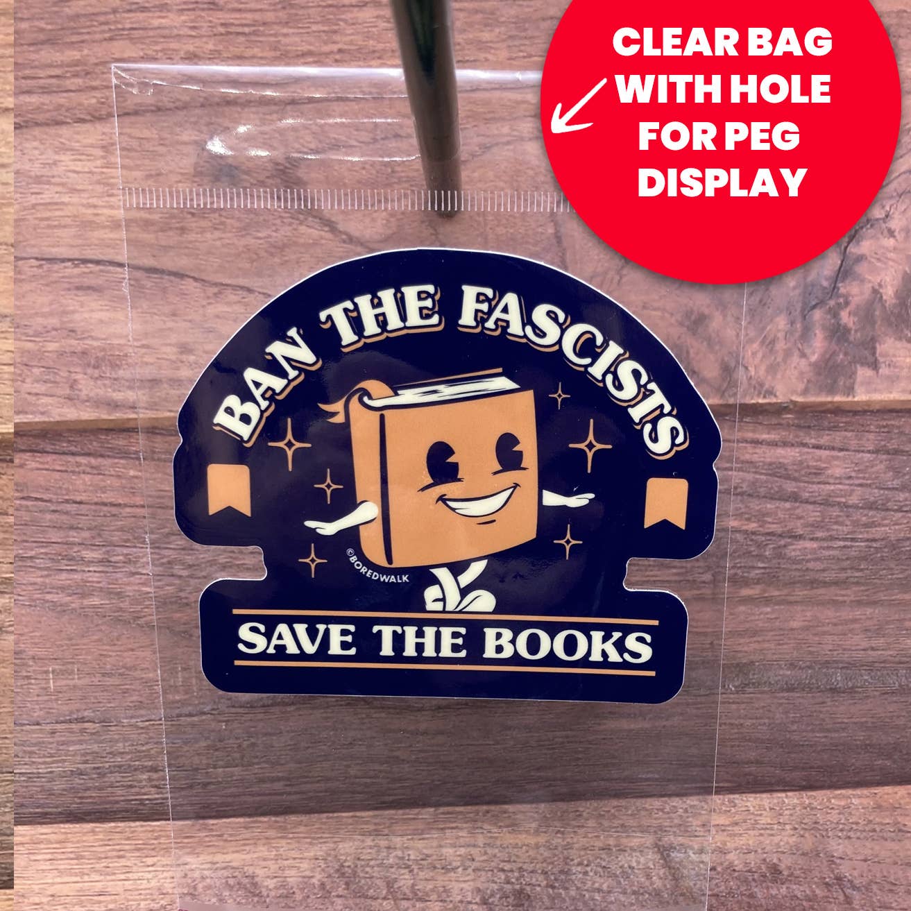 Ban The Fascists Save The Books Die Cut Sticker
