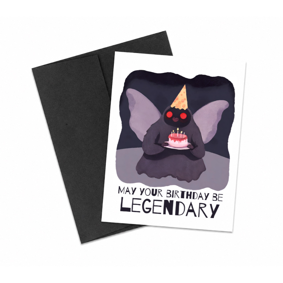 Mothman Cryptid Funny Birthday Card 5x7