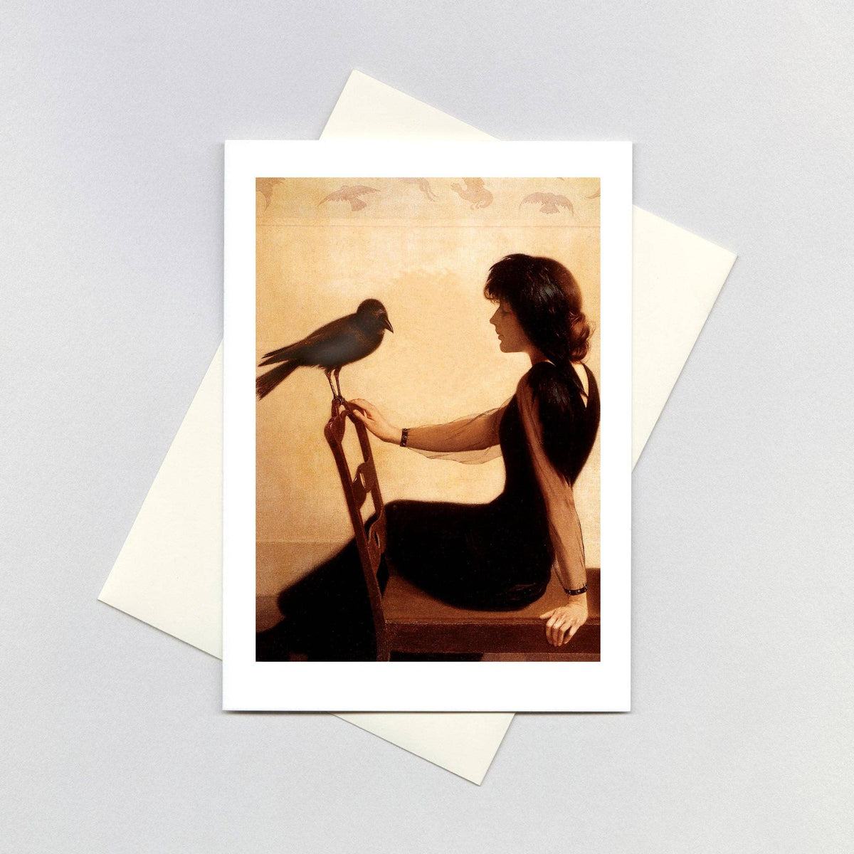 Woman In Black With Raven - Women Card