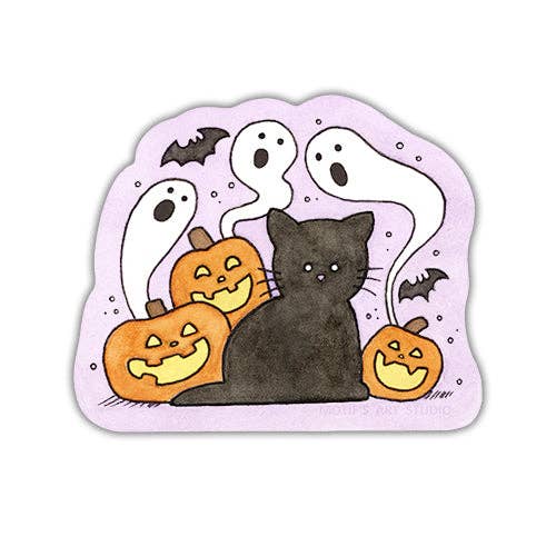 Spooky Black Cat Sticker (Glow-in-the-dark)