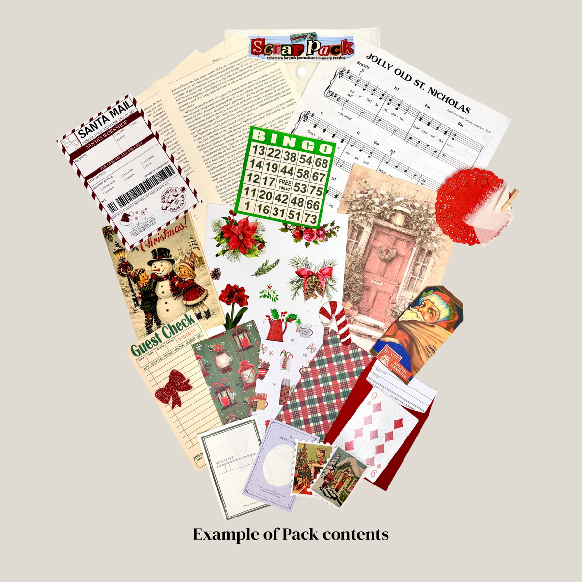 Junk Journal Scrap Pack | Christmas Ephemera