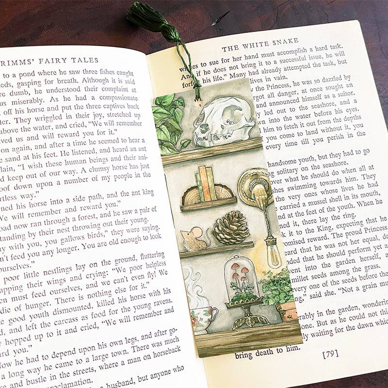 Wall of Oddities Bookmark with Olive Green Tassel
