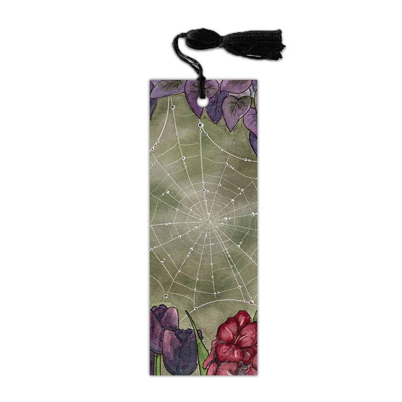 Spiderweb Droplets Bookmark with Black Tassel