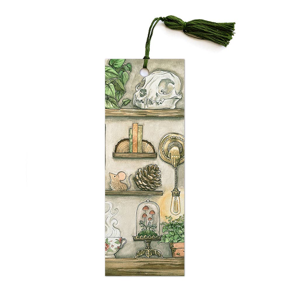 Wall of Oddities Bookmark with Olive Green Tassel