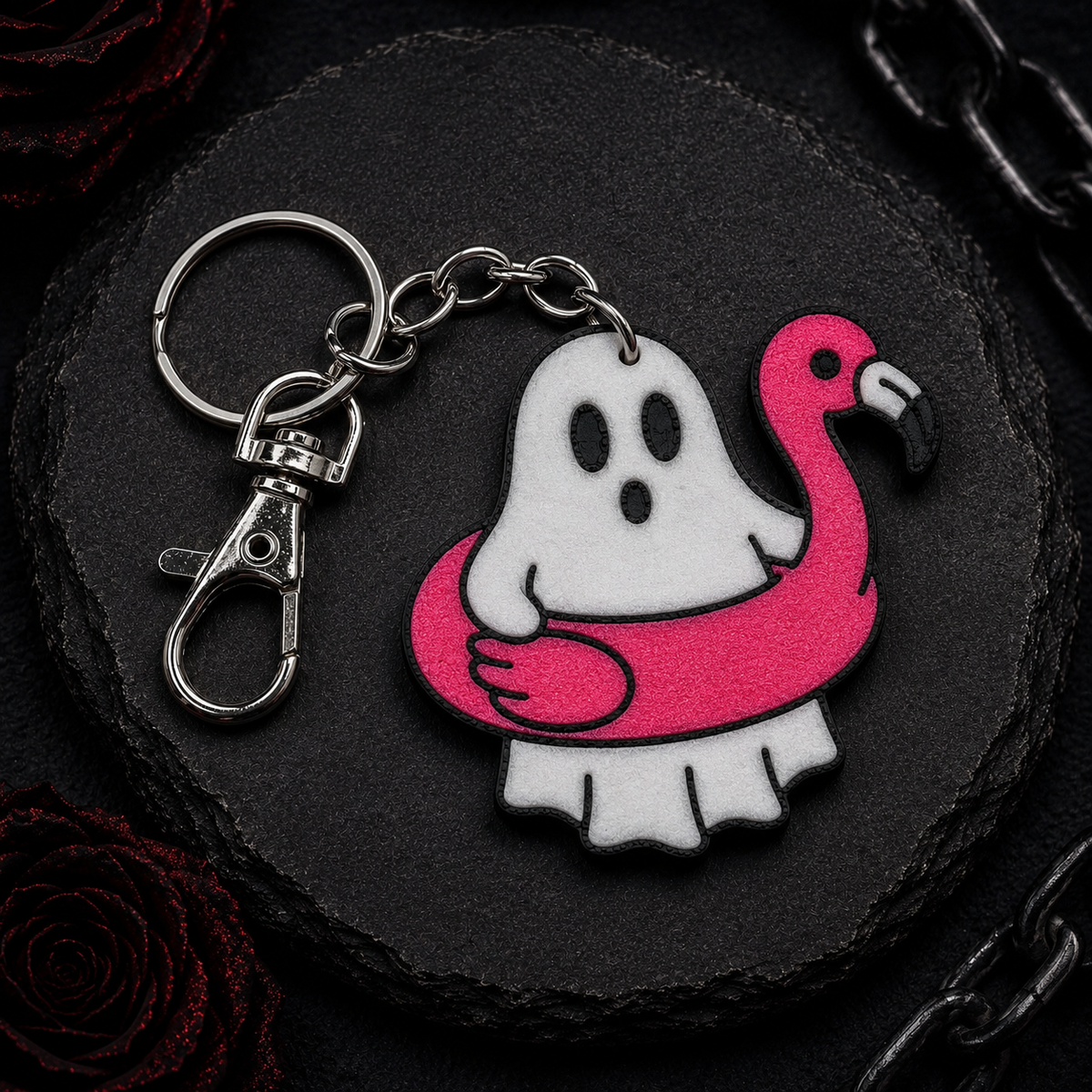 Ghost Flamingo Keychain