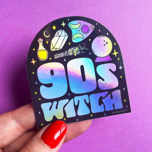 90s Witch Holographic Halloween Sticker
