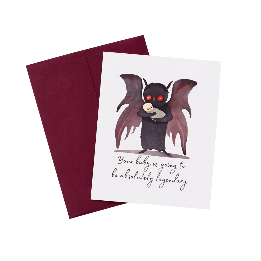  Mothman Baby Shower Pregnancy Congratulations Card