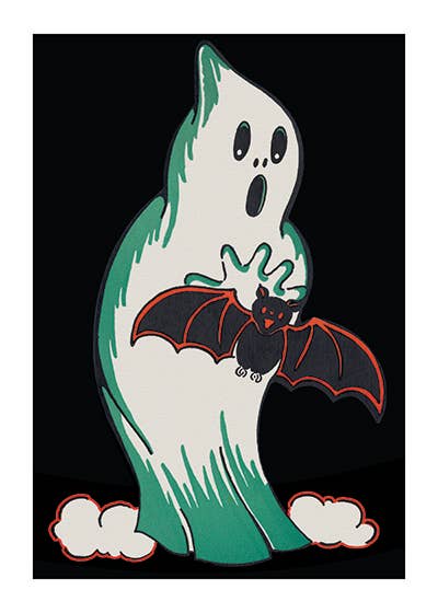 Halloween Ghost and Bat - Halloween Print