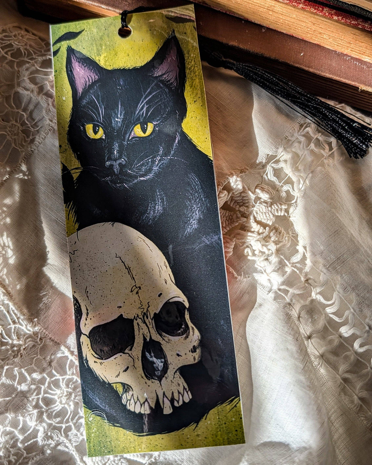 Black Cat/Halloween Witch Bookmark